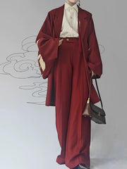 [The Late Night Breeze] 晚来风 Original New Chinese Style High-Waisted Straight-Leg Trousers for Unisex & Slimming Silhouette