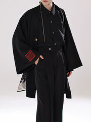 [The Elemental Force] 风林火山 Heavy Industry Embroidery Unisex Faux Suede Beizi Coat for All Seasons