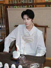 [The Serpent's Spine] 蛇骨 Original New Chinese Style Heavy Industry Embroidered Shirt for Unisex & Neutral Styling