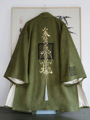 [The Elemental Force] 风林火山 Heavy Industry Embroidery Unisex Faux Suede Beizi Coat for All Seasons