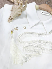 [The Serpent's Spine] 蛇骨 Original New Chinese Style Heavy Industry Embroidered Shirt for Unisex & Neutral Styling