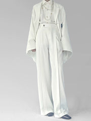 [The Late Night Breeze] 晚来风 Original New Chinese Style High-Waisted Straight-Leg Trousers for Unisex & Slimming Silhouette