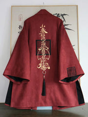 [The Elemental Force] 风林火山 Heavy Industry Embroidery Unisex Faux Suede Beizi Coat for All Seasons