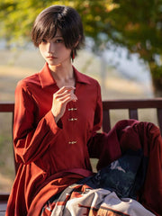 [The Elemental Force] 风林火山 Heavy Industry Embroidery Unisex Faux Suede Beizi Coat for All Seasons