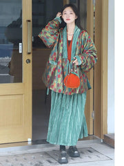 [Tulip Crossover] 谜阿凰 郁金香对穿交短袄 Tulip Short Reversible Jacket and Velvet Pleated Skirt Set