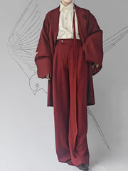 [The Late Night Breeze] 晚来风 Original New Chinese Style High-Waisted Straight-Leg Trousers for Unisex & Slimming Silhouette