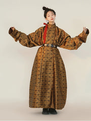 [Muye: The Hunter's Field] 谜阿凰 牧野 Northern Dynasties Brocade Robe with Velvet Lining and Commander's Leather Belt