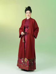 [Ascending Cloud Dragon] 登云龙 Original Ming Style Hanfu Set - Neo-Chinese Red Mamian Skirt Wedding Attire with Half Turtleneck Shirt