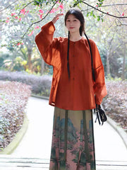[Tencel Lodge] 宿棠 Original Ming Style Round-Collar Shirt & Mamian Skirt Set