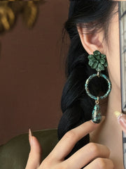 [Floral Muse] 花漾 Floral Elegance Retro Gold-Painted Tassel Earrings