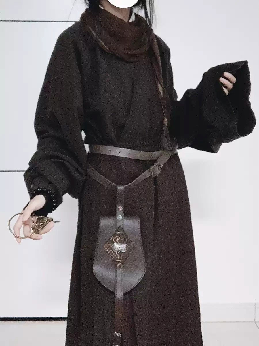 [Scholar's Ramie Robe] 谜阿凰 Original Jin Style Hanfu Set with Tencel Ramie Inner Robe & Mamian Skirt