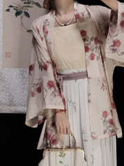 [Whispering Prints] 印花语 Original Hanfu-Inspired He-Collar Cardigan with Airplane Sleeves