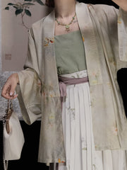 [Whispering Prints] 印花语 Original Hanfu-Inspired He-Collar Cardigan with Airplane Sleeves