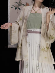 [Whispering Prints] 印花语 Original Hanfu-Inspired He-Collar Cardigan with Airplane Sleeves