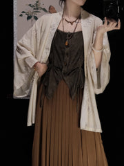 [Whispering Prints] 印花语 Original Hanfu-Inspired He-Collar Cardigan with Airplane Sleeves