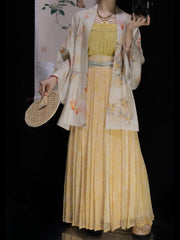 [Whispering Prints] 印花语 Original Hanfu-Inspired He-Collar Cardigan with Airplane Sleeves