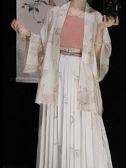 [Whispering Prints] 印花语 Original Hanfu-Inspired He-Collar Cardigan with Airplane Sleeves