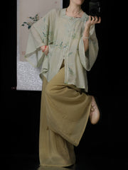 [Whispering Brook Deer] 鹿鸣溪 Original Ming Style Square-Collar Robe & Song Pants Set