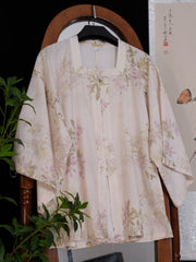 [Whispering Brook Deer] 鹿鸣溪 Original Ming Style Square-Collar Robe & Song Pants Set