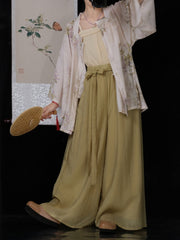 [Whispering Brook Deer] 鹿鸣溪 Original Ming Style Square-Collar Robe & Song Pants Set