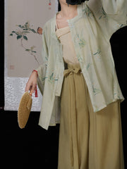 [Whispering Brook Deer] 鹿鸣溪 Original Ming Style Square-Collar Robe & Song Pants Set