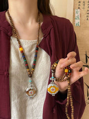 [Deji] 民族风鸡翅木佛珠项链 Tibetan Zen-Style Wenge Wood Mala Necklace with Long Tassel Pendant