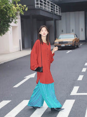 [Jade Case] 谜阿凰 Original Pleated Wide-Leg Hanfu Trousers for Summer Elegance