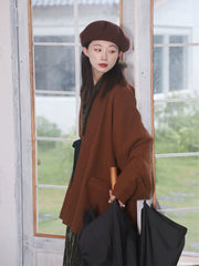 [Crimson Spirit] 赤灵 Original Ming Style Woolen Robe Set with Faux Mink Trim for Autumn/Winter