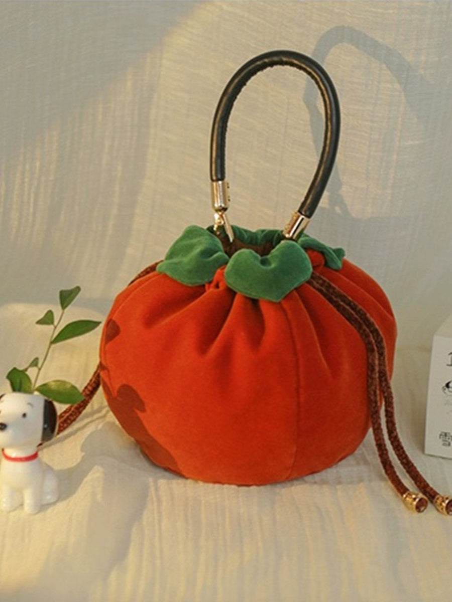 [Persimmon as You Wish] 谜阿凰 柿柿如意 Miniature Persimmon Velvet Bag for Hanfu Crossbody or Shoulder Carry