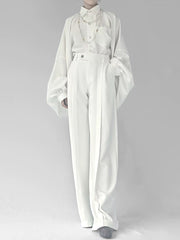 [The Late Night Breeze] 晚来风 Original New Chinese Style High-Waisted Straight-Leg Trousers for Unisex & Slimming Silhouette