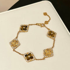 [The Golden Clover] 布契拉丝 Buccellati Style Tiger's Eye Jewelry Set with Brushed Gold Finish