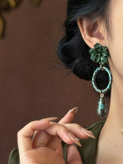 [Floral Muse] 花漾 Floral Elegance Retro Gold-Painted Tassel Earrings