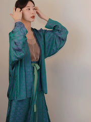[Jade Case] 谜阿凰 青玉案 Jade Case Song Dynasty Set with Aircraft Sleeve Jacket and Eight-Gore Skirt