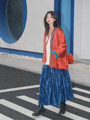 [Lantern Festival] 谜阿凰 元夕对襟袄 Lantern Festival Da Lǐng Jacket and Sapphire Velvet Skirt Set