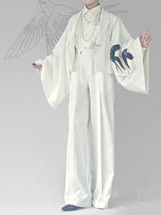 [The Late Night Breeze] 晚来风 Original New Chinese Style High-Waisted Straight-Leg Trousers for Unisex & Slimming Silhouette