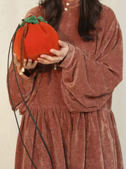 [Persimmon as You Wish] 谜阿凰 柿柿如意 Miniature Persimmon Velvet Bag for Hanfu Crossbody or Shoulder Carry