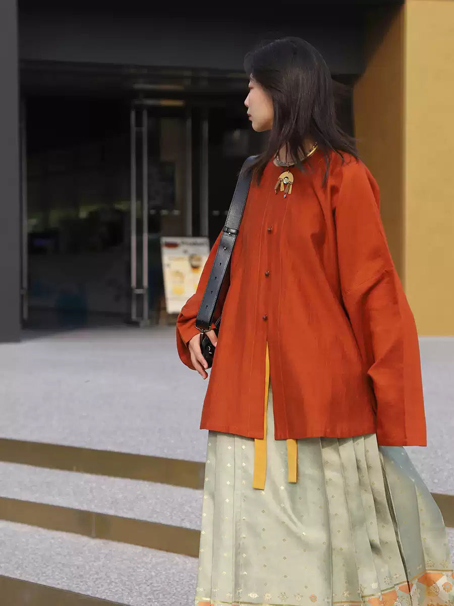 [Tencel Lodge] 宿棠 Original Ming Style Round-Collar Shirt & Mamian Skirt Set