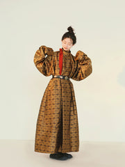 [Muye: The Hunter's Field] 谜阿凰 牧野 Northern Dynasties Brocade Robe with Velvet Lining and Commander's Leather Belt