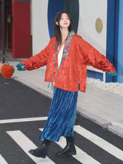 [Lantern Festival] 谜阿凰 元夕对襟袄 Lantern Festival Da Lǐng Jacket and Sapphire Velvet Skirt Set