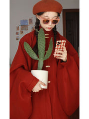 [Crimson Pipa Robe] 红毛呢明制琵琶袖 Original Ming Style Woolen Pipa Sleeve Robe for Warmth & New Year Festivities