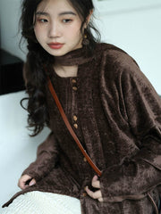 [Misty Haze] 霭霭 Double-Faced Chenille Ming Style Round-Collar Inner Robe with Scarf