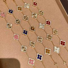 [The Golden Clover] 布契拉丝 Buccellati Style Tiger's Eye Jewelry Set with Brushed Gold Finish