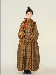 [Muye: The Hunter's Field] 谜阿凰 牧野 Northern Dynasties Brocade Robe with Velvet Lining and Commander's Leather Belt