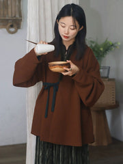 [Crimson Spirit] 赤灵 Original Ming Style Woolen Robe Set with Faux Mink Trim for Autumn/Winter