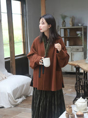 [Crimson Spirit] 赤灵 Original Ming Style Woolen Robe Set with Faux Mink Trim for Autumn/Winter