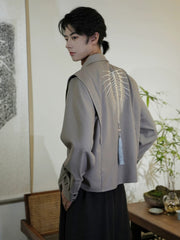 [The Serpent's Spine] 蛇骨 Original New Chinese Style Heavy Industry Embroidered Shirt for Unisex & Neutral Styling