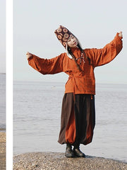 [Yuè Chuān: Crossing the River] 越川外襦 Yuè Chuān Outer Jacket with Retro Washed Cotton and Gathered Trousers