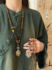 [Deji] 民族风鸡翅木佛珠项链 Tibetan Zen-Style Wenge Wood Mala Necklace with Long Tassel Pendant