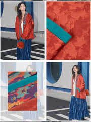 [Lantern Festival] 谜阿凰 元夕对襟袄 Lantern Festival Da Lǐng Jacket and Sapphire Velvet Skirt Set