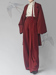 [The Late Night Breeze] 晚来风 Original New Chinese Style High-Waisted Straight-Leg Trousers for Unisex & Slimming Silhouette